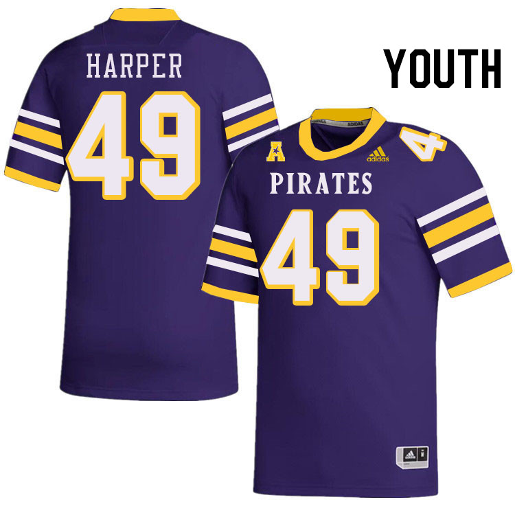 Youth #49 Alex Harper ECU Pirates College Football Jerseys Stitched-Throwback